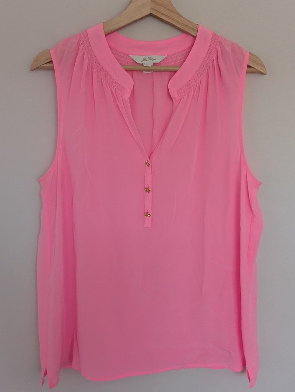 Lilly Pulitzer Sleeveless Elsa Top in Rousseau Pink Women's Size Large Silk - Picture 2 of 9